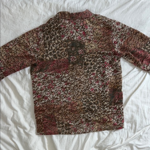 Coldwater Creek Semi Sheer Multicolor Long Sleeve Button up - Picture 4 of 4